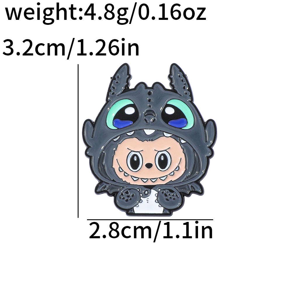 Cute cartoon labubu metal alloy brooch labubu badge