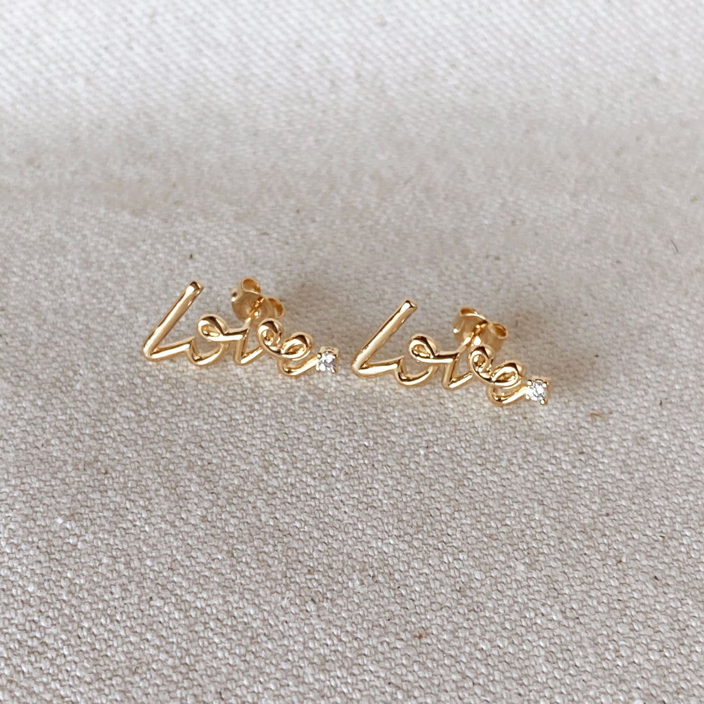 18K Gold Filled Elegant Cursive Love Stud