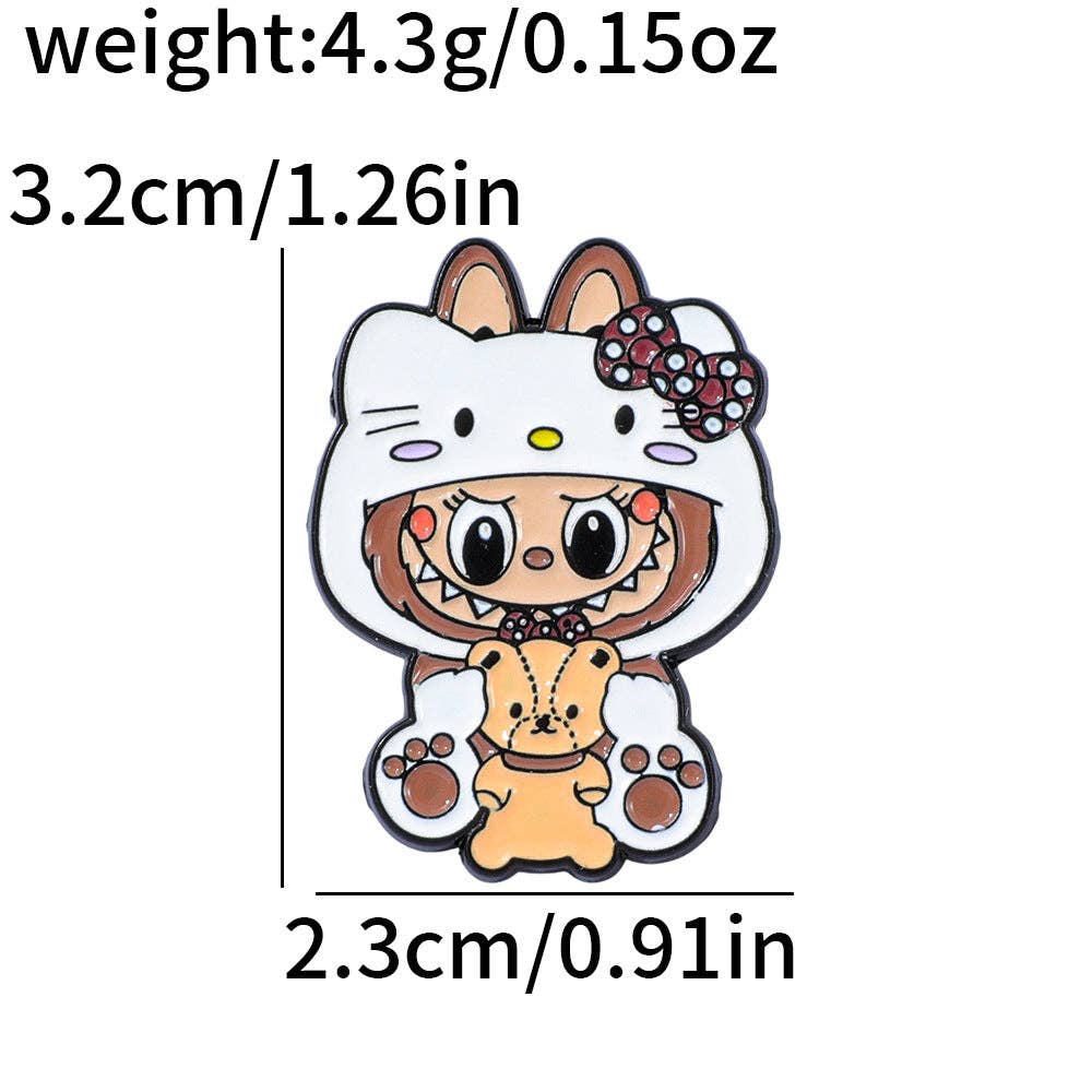 Cute cartoon labubu metal alloy brooch labubu badge