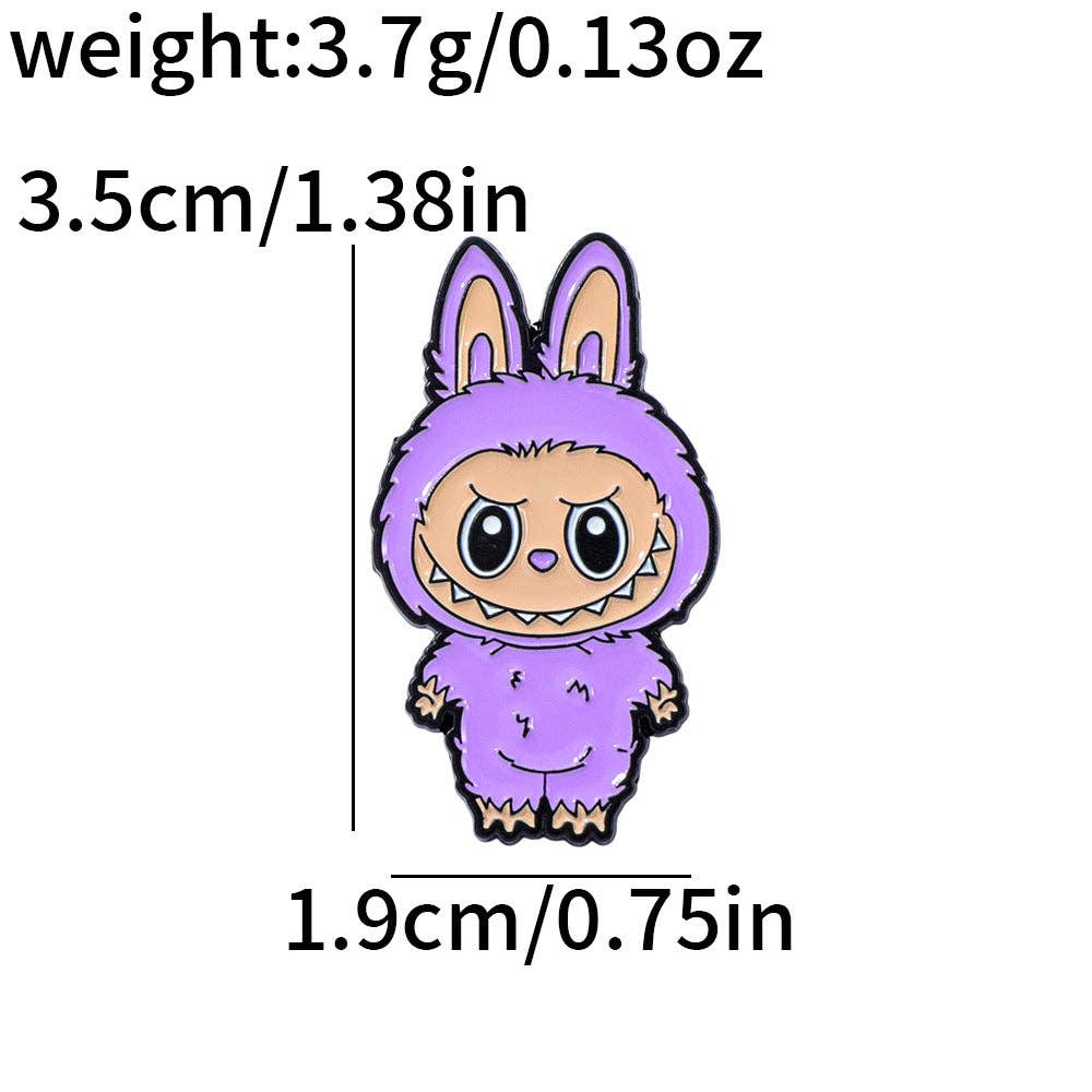 Cute cartoon labubu metal alloy brooch labubu badge