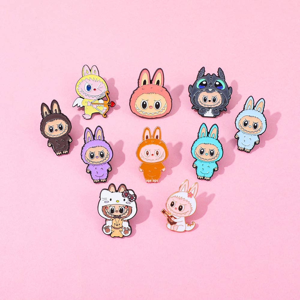 Cute cartoon labubu metal alloy brooch labubu badge
