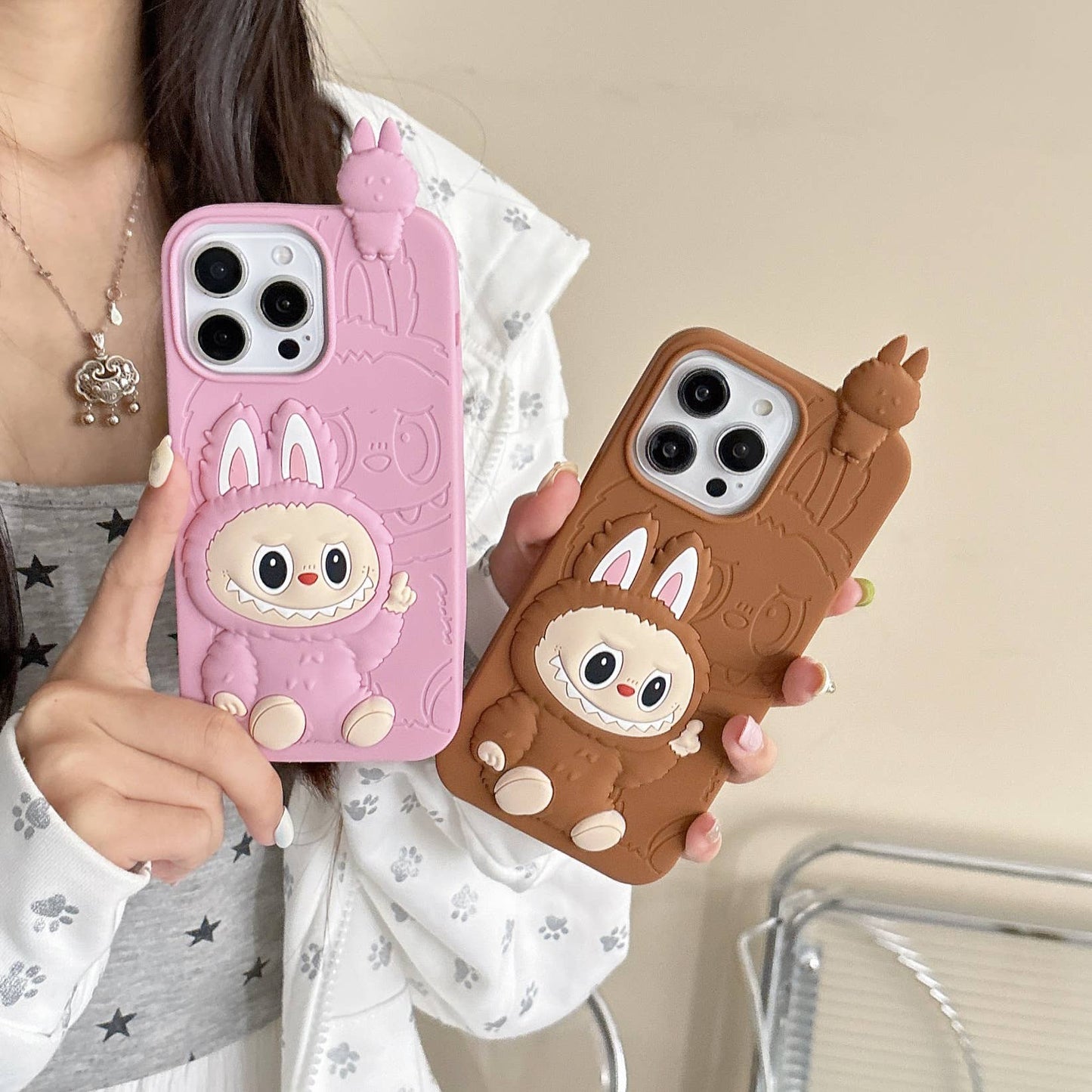 Cartoon 3D Labubu phone case Silicone Protective Case