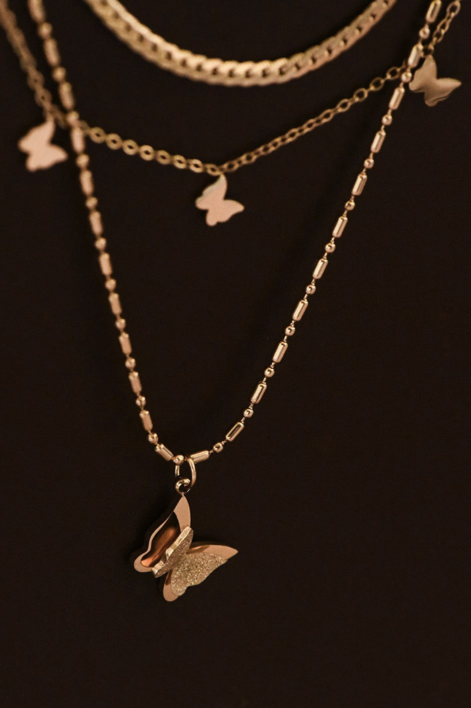 Elegant Butterfly 18K Gold Non-Tarnish Stainless Steel Necklace