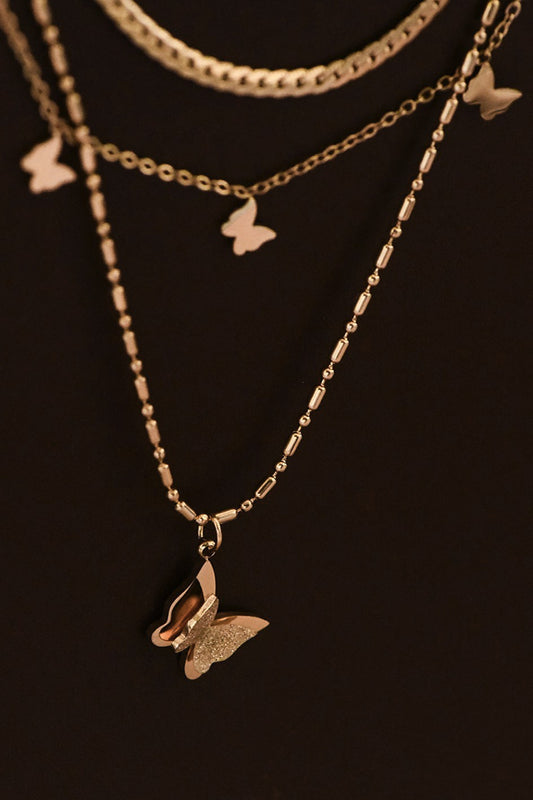 Elegant Butterfly 18K Gold Non-Tarnish Stainless Steel Necklace