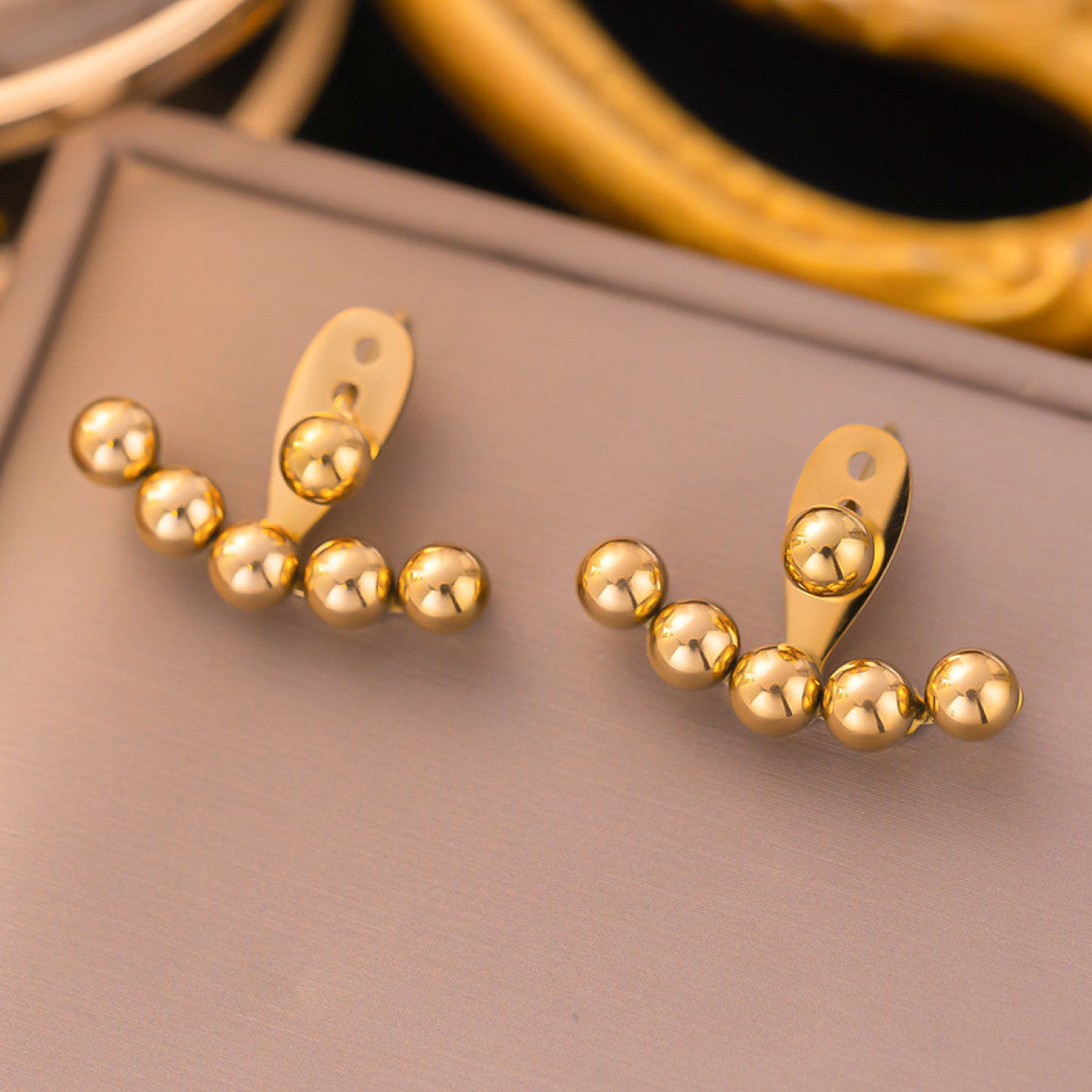 Golden Pearl Ear Jackets Earrings