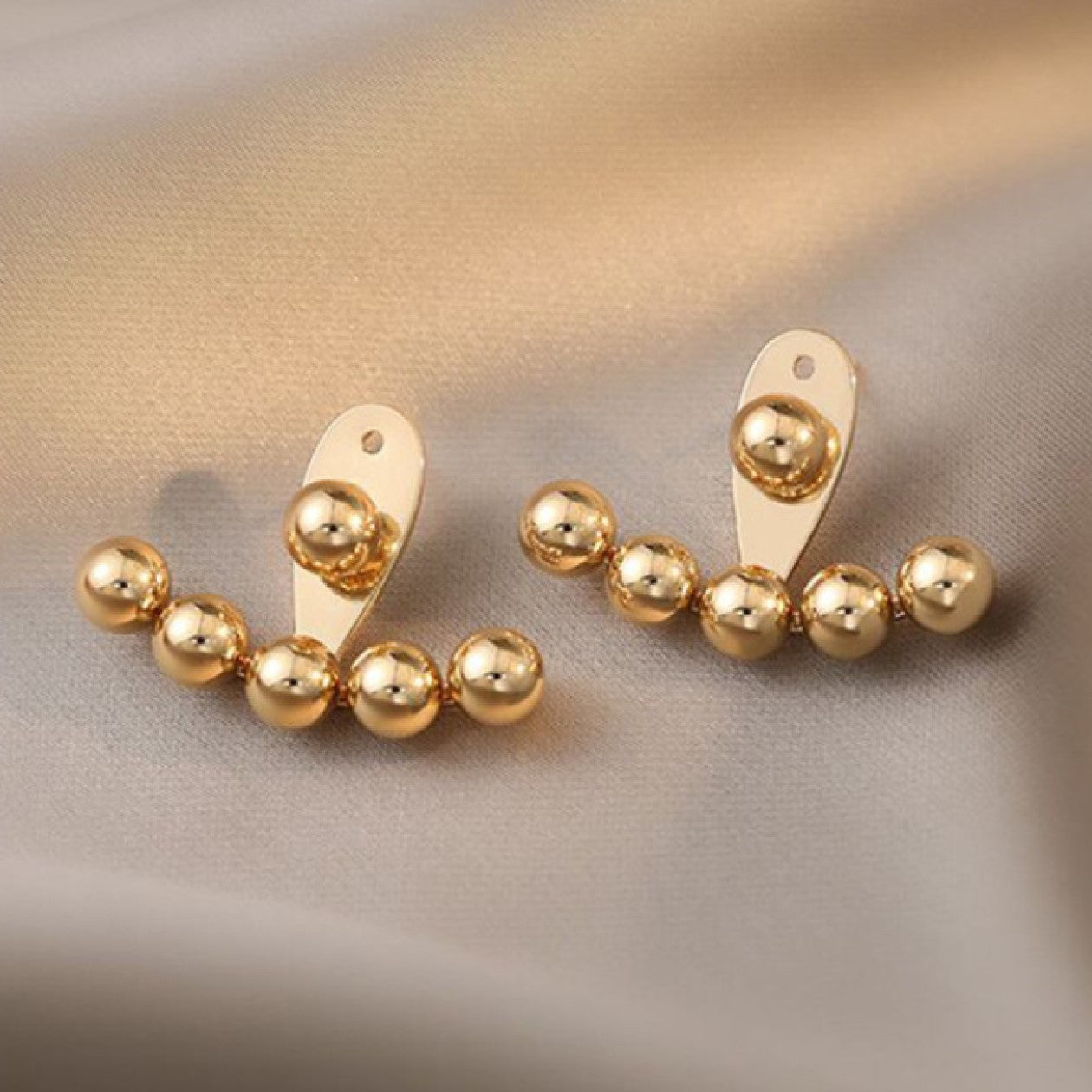 Golden Pearl Ear Jackets Earrings