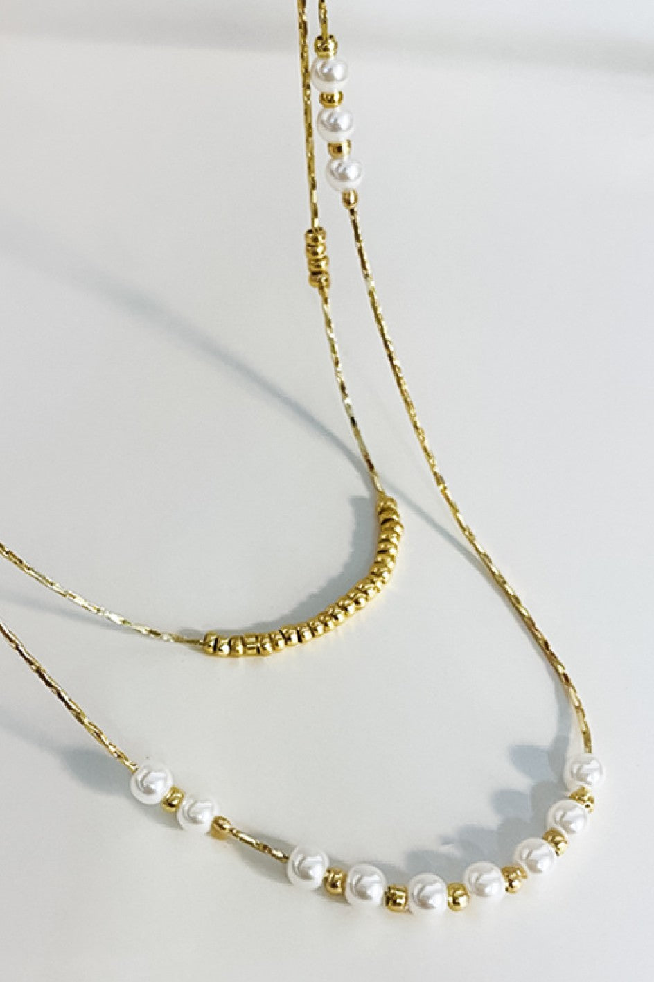 Elegant Pearl Multi Layer18k Gold Non-Tarnish Stainless Steel Necklace