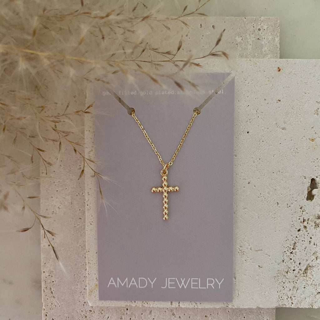 Cross charm 14k gold filled balloon necklace waterproof