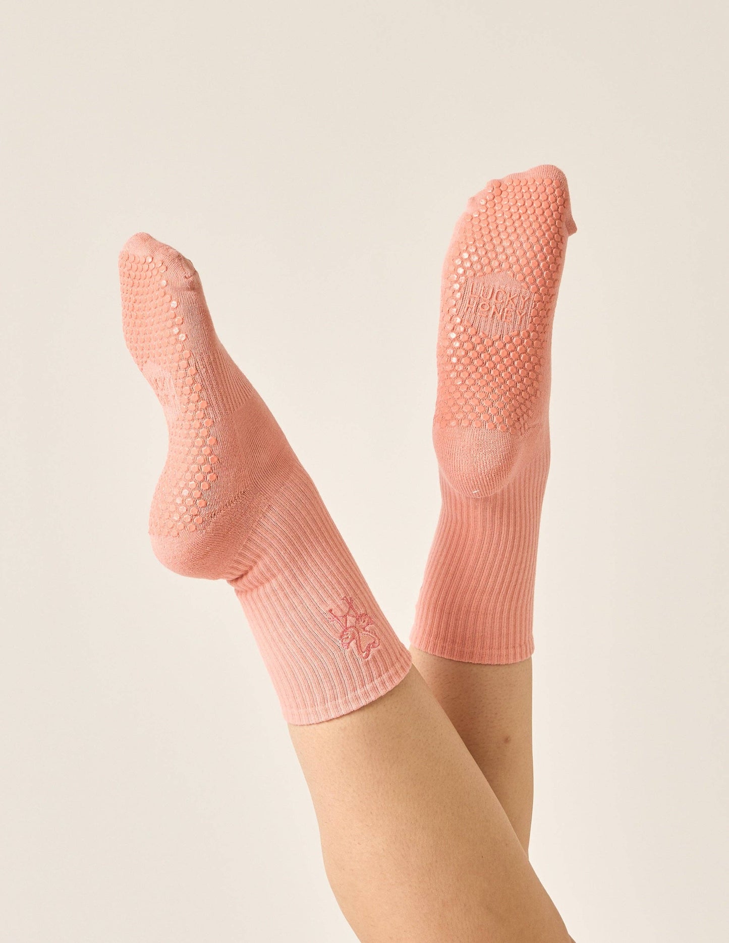 The Embroidered Crew Grip Sock
