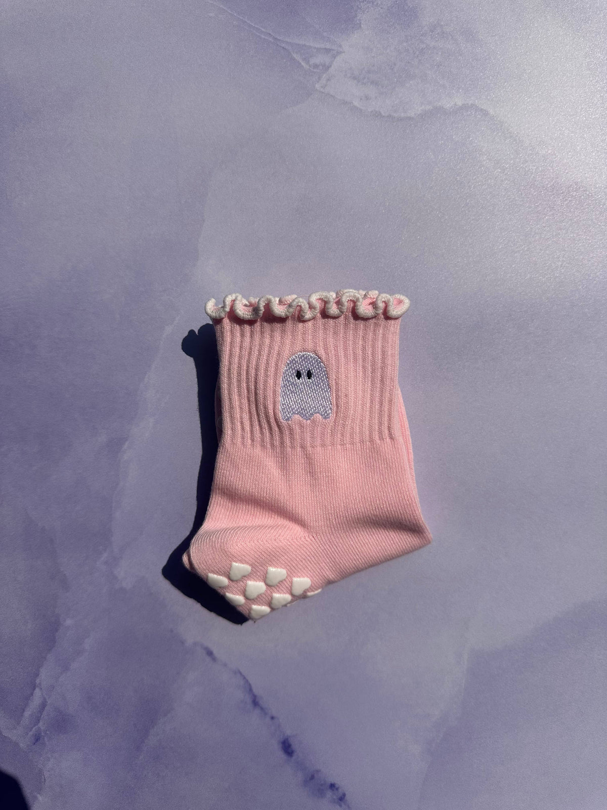 Spooky season socks!  Pink ghost non slip grip socks