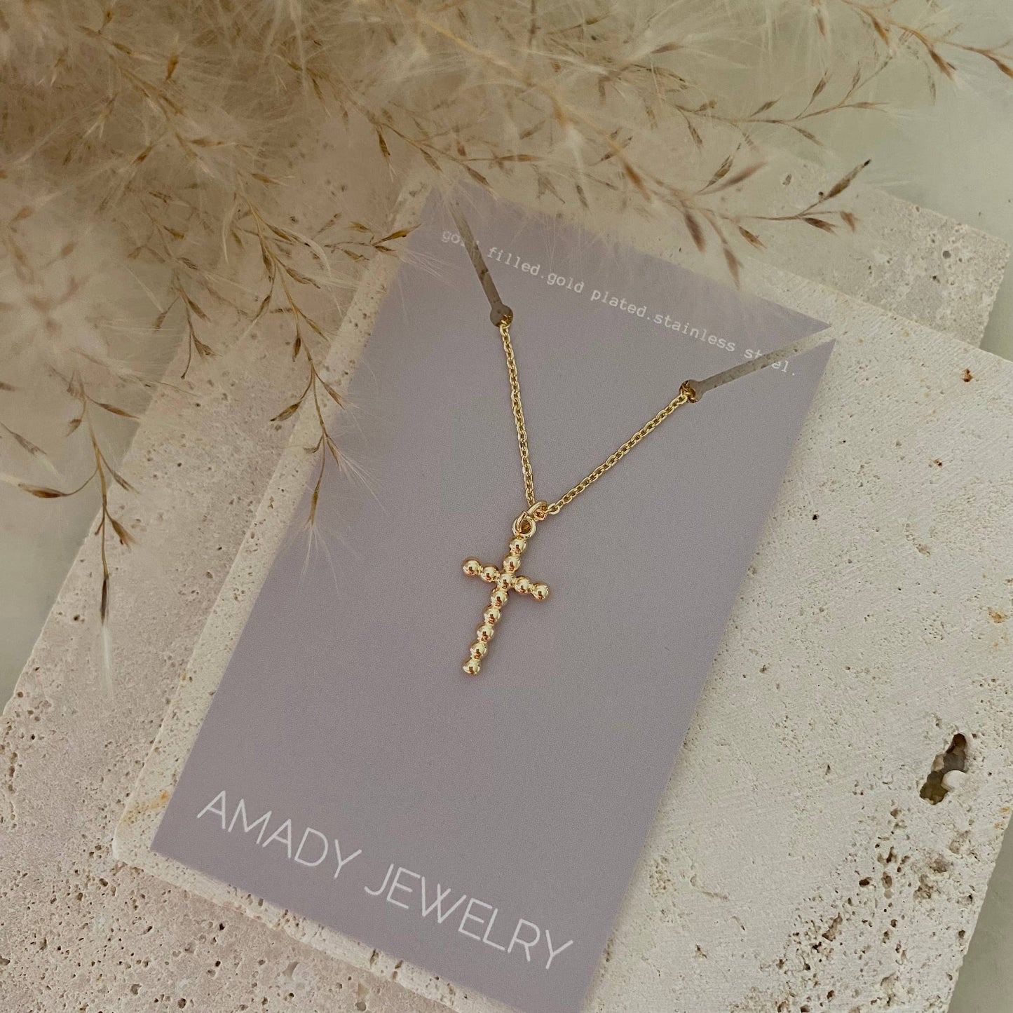 Cross charm 14k gold filled balloon necklace waterproof