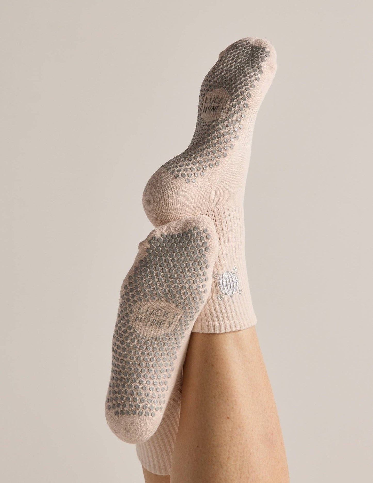 The Embroidered Crew Grip Sock