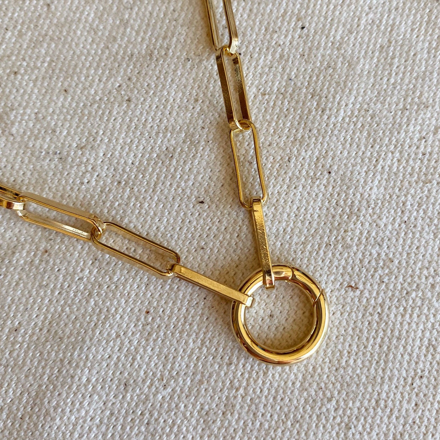 18k Gold Filled Paperclip Chain Necklace Featuring Carabine