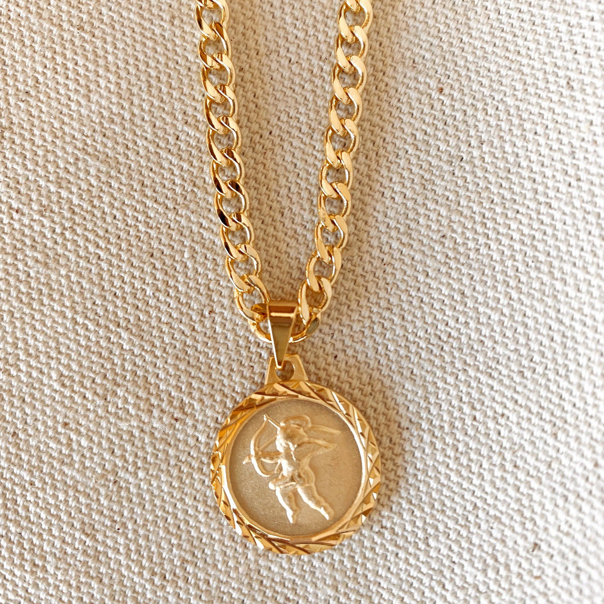 18k Gold Filled Diamond Cut Cupid Pendant