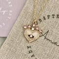 Eye Crown Heart Charm Pendant 18K gold filled chain necklace