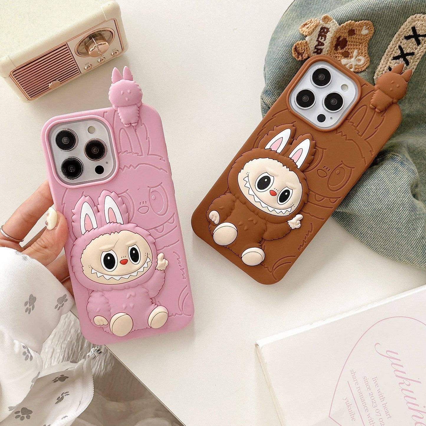 Cartoon 3D Labubu phone case Silicone Protective Case