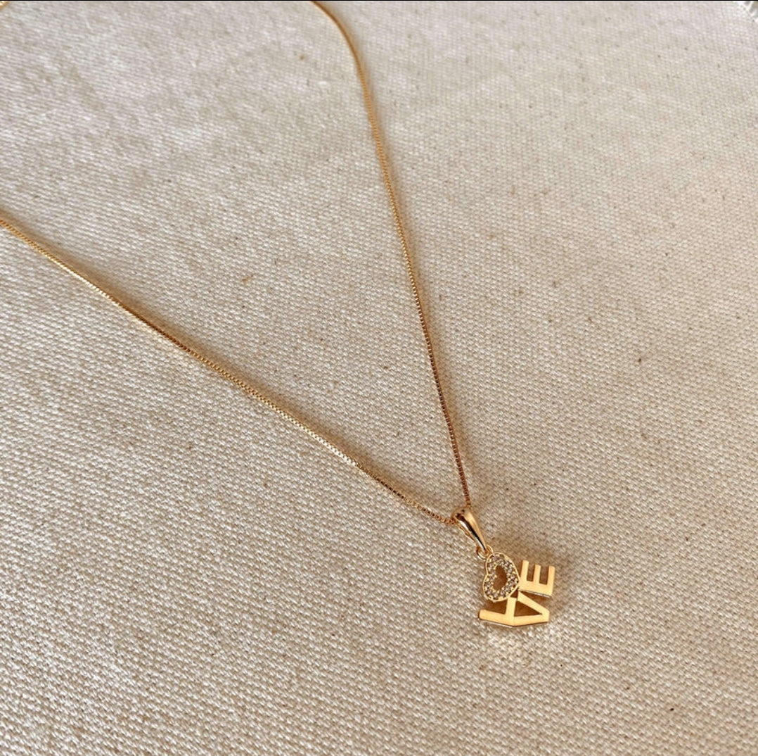 18K Gold Filled Word Love Letter Stack Necklace