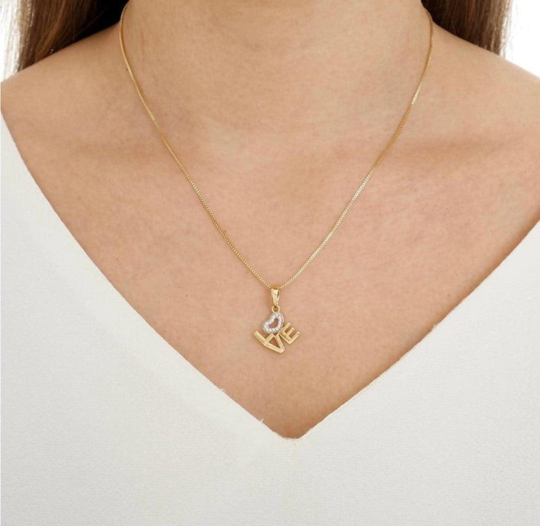 18K Gold Filled Word Love Letter Stack Necklace