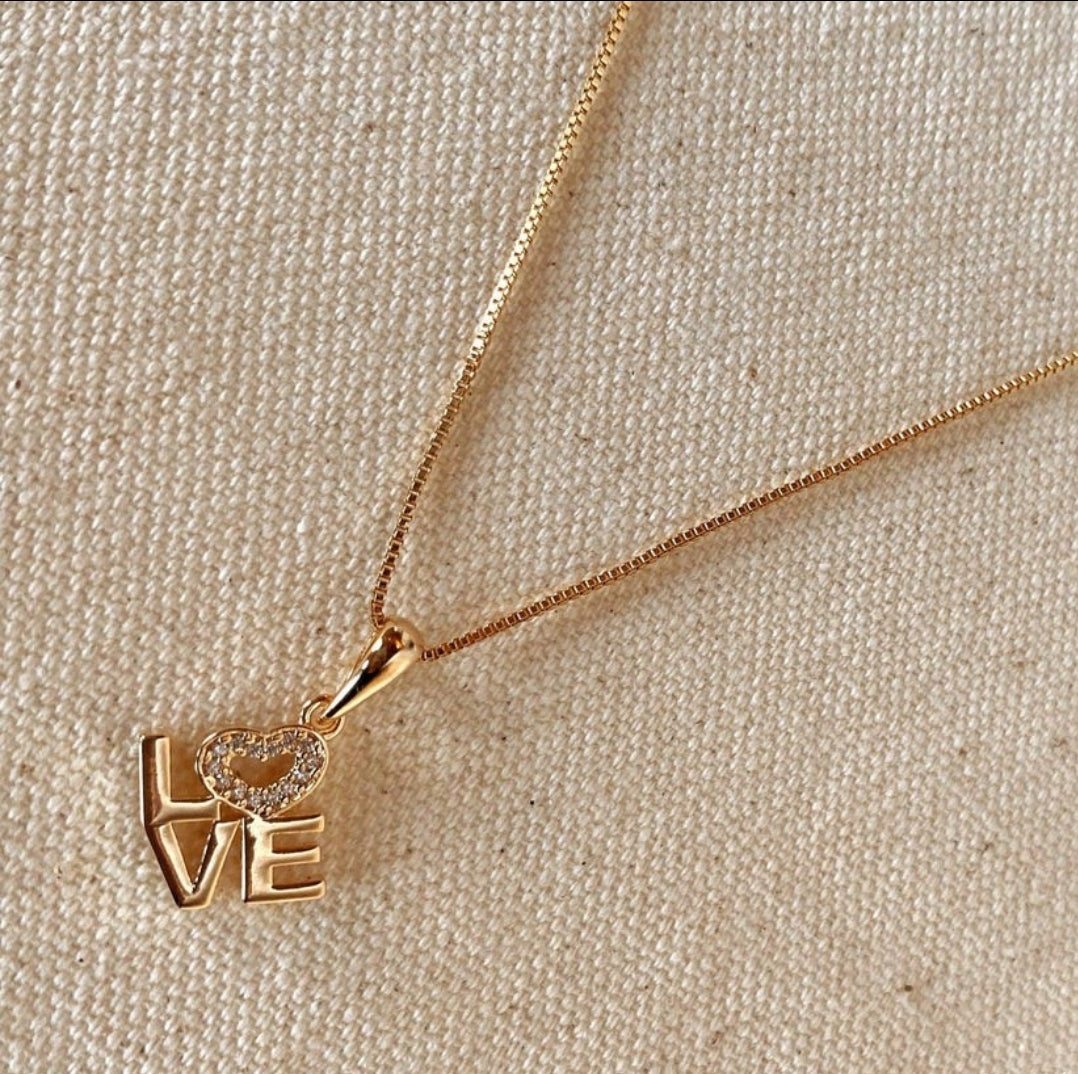 18K Gold Filled Word Love Letter Stack Necklace