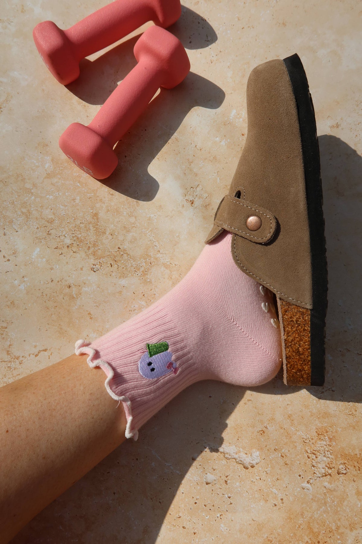 Spooky season socks! pink ghost matcha non slip socks