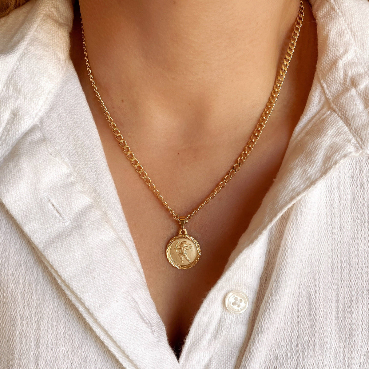 18k Gold Filled Diamond Cut Cupid Pendant