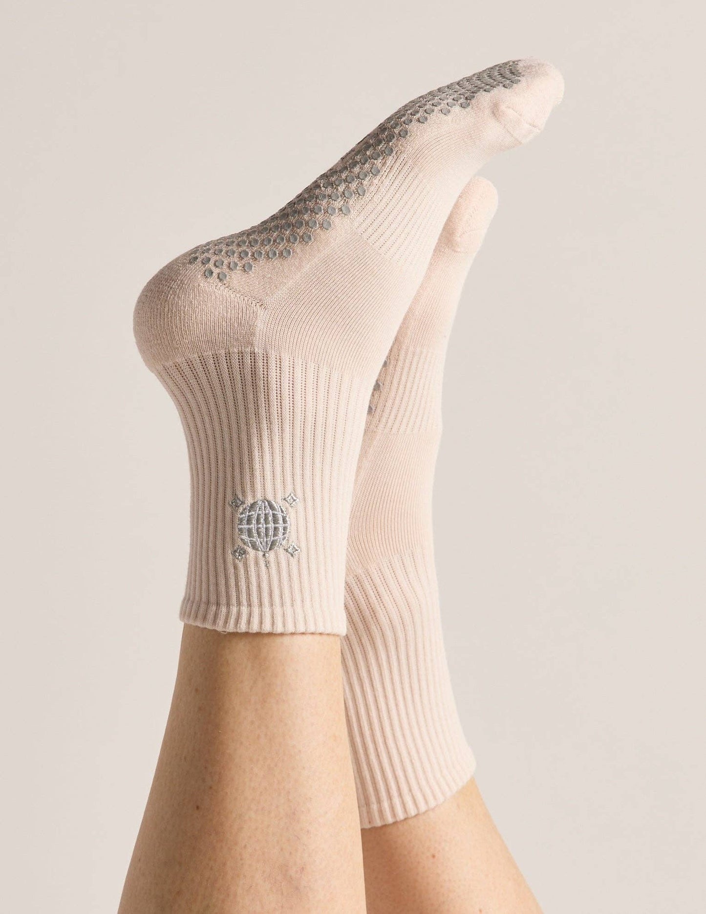 The Embroidered Crew Grip Sock