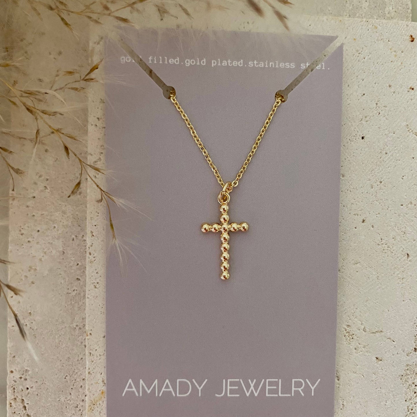 Cross charm 14k gold filled balloon necklace waterproof