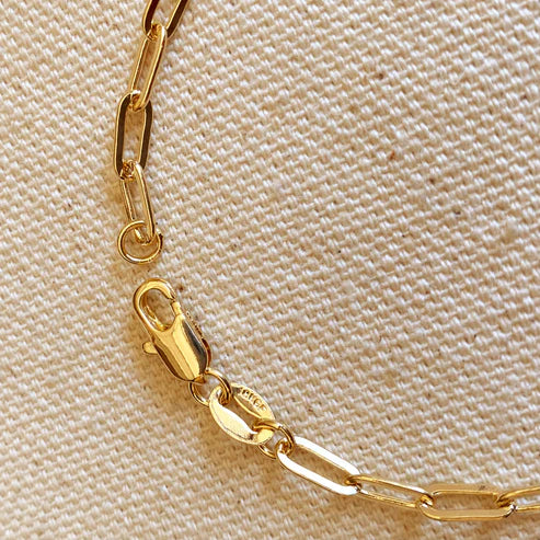 18K Gold Filled Luxury Paperclip Link Bracelet